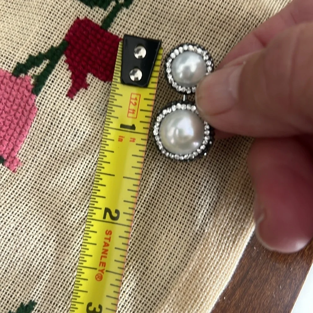 Very cool pearl and shiny costume earrings pierced lovely condition